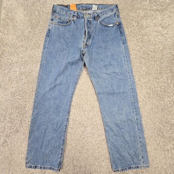Levi’s 501 Jeans Mens 34x30 Light Wash Button Fly Vintage Y2K Straight Denim - Picture 1 of 16